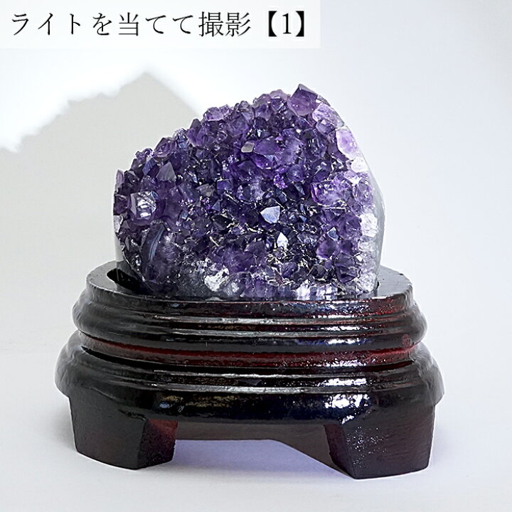 楽天市場】【 一点物 】 アメジストクラスター 木製 台座付き 