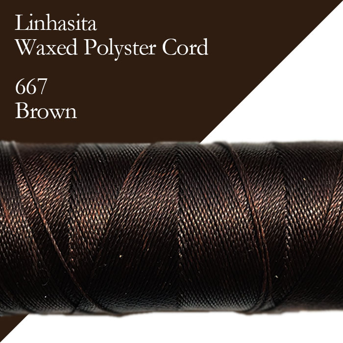 ワックスコード LINHASITA社製 ブラウン 太さ0.75mm 長さ約228m  ロウ引き紐 #667 カラーストーン
