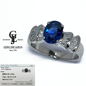 【中古】GRJソーティング付 ブルーサファイア 1.57ct ダイヤモンド 0.32ct プラチナ リング