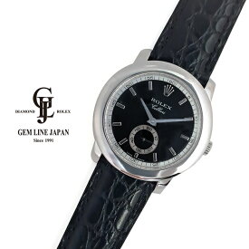 【中古】ロレックス チェリーニ チェリニウム 5241 K番 ブラック プラチナ 美品 メンズ 手巻き 時計