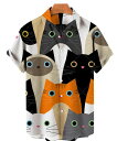 アロハシャツ レディース メンズシャツ 夏 半袖シャツ 可愛い 猫柄 カジュアル 花柄シャツ トップス 薄手 開襟シャツ 涼しい 旅行 写真撮影