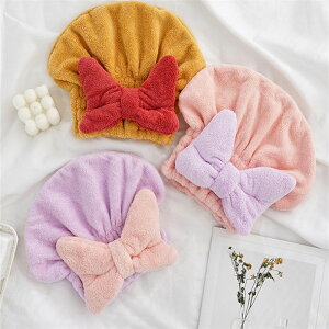 ヘアドライタオル タオルキャップ レディース 女性用 大人用 女の子 子供用 ヘアキャップ ヘアタオル ドライキャップ リボン ゴム マイクロファイバー ヘアドライふわふわ もこもこ 吸水 速