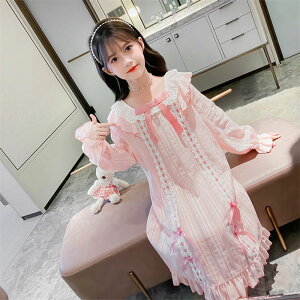 ネグリジェ 女の子 子供 パジャマ ルームウェア ゆったり 可愛い ワンピースパジャマ お姫系 部屋着 レースルームウエア 寝巻き ロングパジャマ かわいい 学生 寝間着 誕生日 プレゼント 110c
