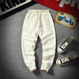 メンズ 綿麻パンツ メンズ スウェットパンツ 9分丈 リラックス ゆったり ナチュラル ポケット付き 綿 清涼 日常 春 夏 夏用 夏服 秋 秋服 ゴム 涼しい カジュアル無地 薄手 6色 ホワイト レッド グレー ブラック ブルー カーキ