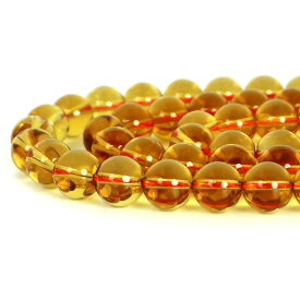 ○1連販売○イエロークォーツ（合成水晶）【丸玉】10mm【天然石 ビーズ パワーストーン】