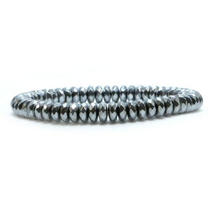 ヘマタイト(シルバー)【ボタンカット】3×6mm 数珠 天然石 ブレスレット パワーストーン ブレス お守り 選べるサイズ