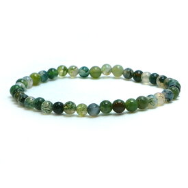 モスアゲート【丸玉】4mm〜5mm 数珠 天然石 ブレスレット パワーストーン ブレス お守り 選べるサイズ