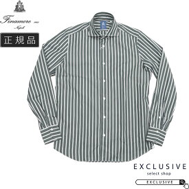 Finamore フィナモレ SIMONE BALI シモーネ バリ コットン オルタネートストライプ ワイドカラー シャツ メンズ 長袖 ドレスシャツ 高級 イタリアブランド 秋冬新作 M0675BALISM