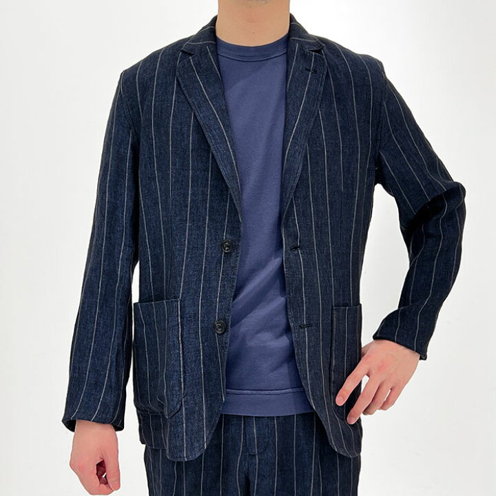 楽天市場】LARDINI ラルディーニ リネンストライプ2Bシャツジャケット 