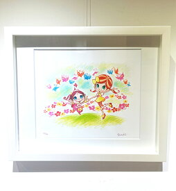 吉田すずか アクビとるるのチョウのダンス ジクレー 版画 人物画 アニメ 壁掛け 美術品 アート 絵画 額装