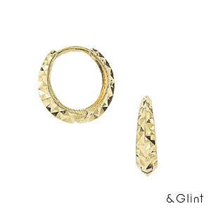 K18 イエローゴールド、ホワイトゴールド ダイヤモンドカット 幅広 フープピアス プレゼント ギフト アレルギー対応 おしゃれ カジュアル エレガント