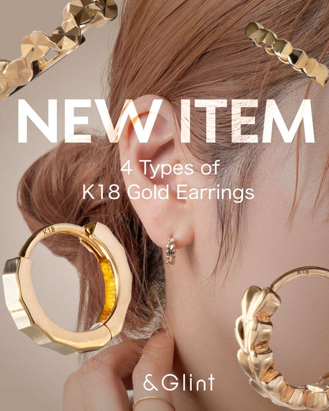 楽天市場 | And Glint - 4 Types of K18 Gold Earrings