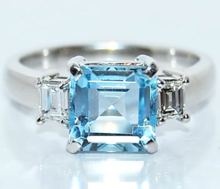 楽天市場】スクエアカット アクアマリン-1.85ct＆角ダイヤ 