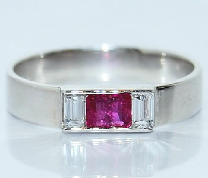 楽天市場】エメラルドカット ルビー-0.305ct&角ダイヤモンド Pt 