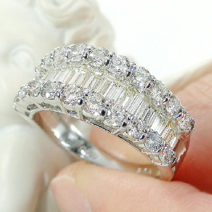 楽天市場】【数量限定】Pt950【2.0ct】無色透明 バゲットカット 