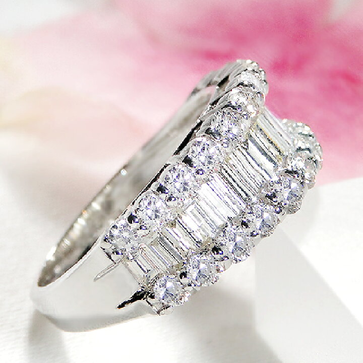 楽天市場】【数量限定】Pt950【2.0ct】無色透明 バゲットカット 