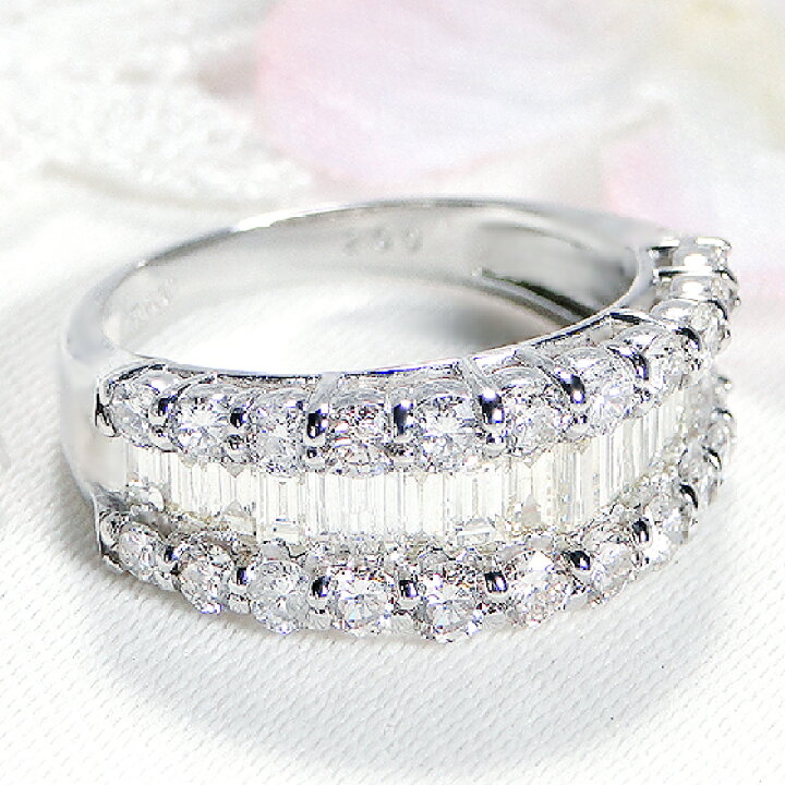 楽天市場】【数量限定】Pt950【2.0ct】無色透明 バゲットカット 