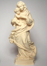 《レーピ》欧州教会使用創業100年 木彫りブランド木彫り　聖母マリア像「レーゲンスブルク」聖母子像 白木仕上げ　高さ 15cm保証書付【イタリア】