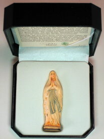 《レーピ》欧州教会使用創業100年 木彫りブランドミニ木彫り 聖母マリア像「 ルルド 」カラー(手彩色)　高さ 7cm高級ケース入　保証書付【イタリア】