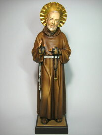 《レーピ》欧州教会使用創業100年 木彫りブランド木彫り　諸聖人像 「 ピオ神父 」カラー仕上げ（手彩色）高さ 30cm　保証書付【イタリア】