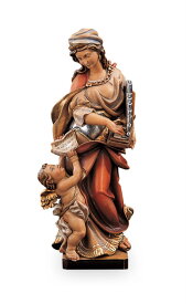 《レーピ》欧州教会使用創業100年木彫りブランド木彫り　諸聖人像「聖セシリア」「聖チェチリア」カラー（手彩色）高さ 36cm　保証書付【イタリア】