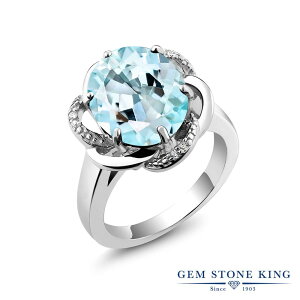 Gem Stone King 6.07カラット 天然 スカイブルートパーズ シルバー925 指輪 リング レディース 大粒 天然石 11月 誕生石 金属アレルギー対応 誕生日プレゼント