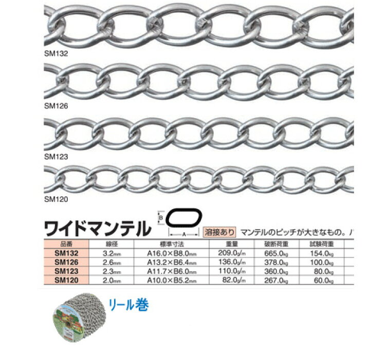 楽天市場】ステンレスチェーンワイドマンテル（R-SM123）リール巻 