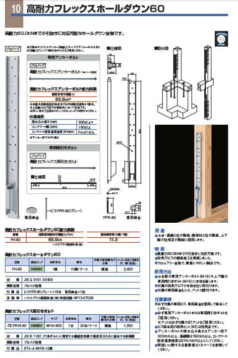 楽天市場】カネシン高耐力フレックスホールダウン60 : 現場リズム