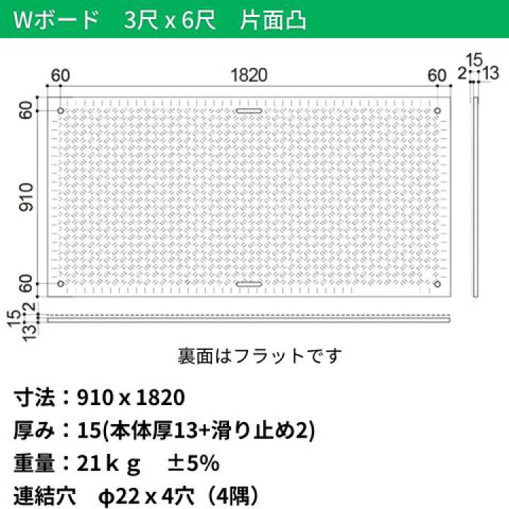 楽天市場】Wボード910mm×1820mm 片面凸 15mm厚 3尺×6尺 プラスチック 