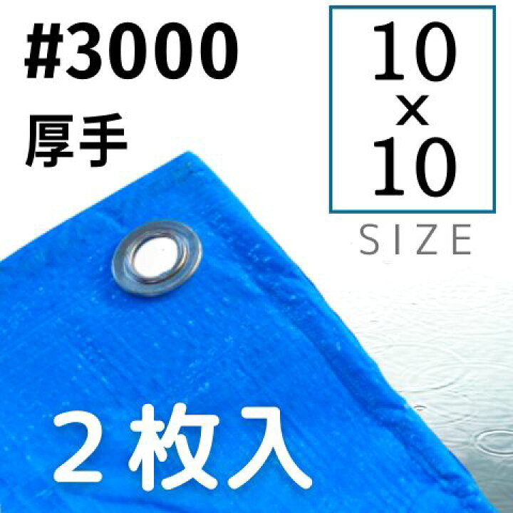 楽天市場】ブルーシート ＃3000 10×10m 2枚セット 10 x 10 3000 10m 