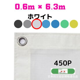 防炎メッシュシート 2類 0.6m×6.3m 10枚入り ホワイト 防炎シート メッシュシート 防火シート 難燃シート 透明シート 建築用 足場用 軽量 厚手 業務用 丈夫 防塵 耐候性 屋外用 規格品 工事現場 倉庫 車庫 養生 送料無料