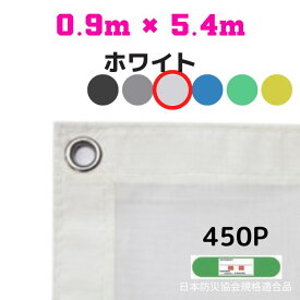 防炎メッシュシート 2類 0.9m×5.4m 10枚入り ホワイト 防炎シート メッシュシート 防火シート 難燃シート 透明シート 建築用 足場用 軽量 厚手 業務用 丈夫 防塵 耐候性 屋外用 規格品 工事現場 倉庫 車庫 養生 送料無料