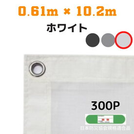防炎メッシュシート 2類 0.61m×10.2m 5枚入り ホワイト 防炎シート メッシュシート 防火シート 難燃シート 透明シート 建築用 足場用 軽量 厚手 業務用 丈夫 防塵 耐候性 屋外用 規格品 工事現場 倉庫 車庫 養生 送料無料