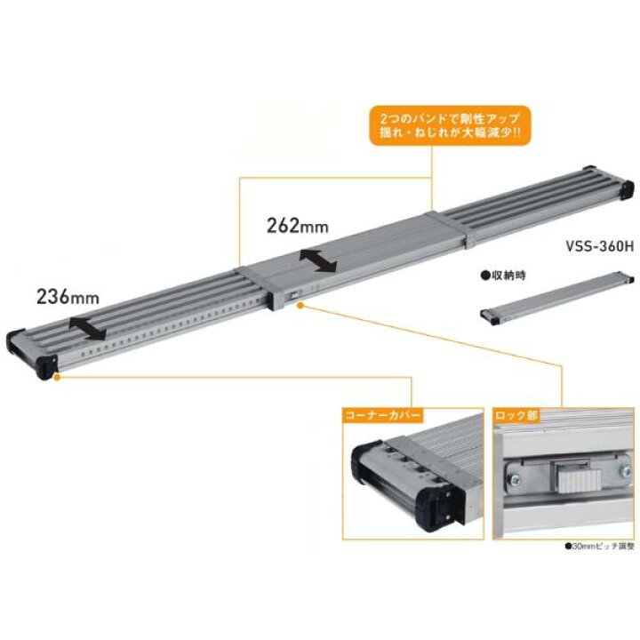 楽天市場】アルインコ VSS400H 伸縮式足場板 最大伸長：4018mm : 現場にGO