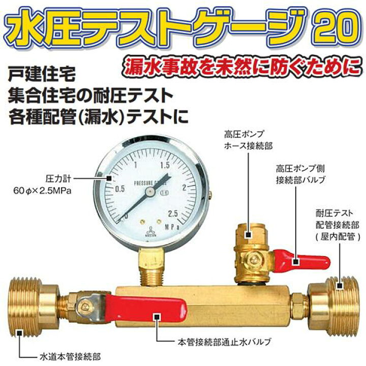 楽天市場】【在庫確認商品】アックスブレーン 水圧テストゲージ 20 