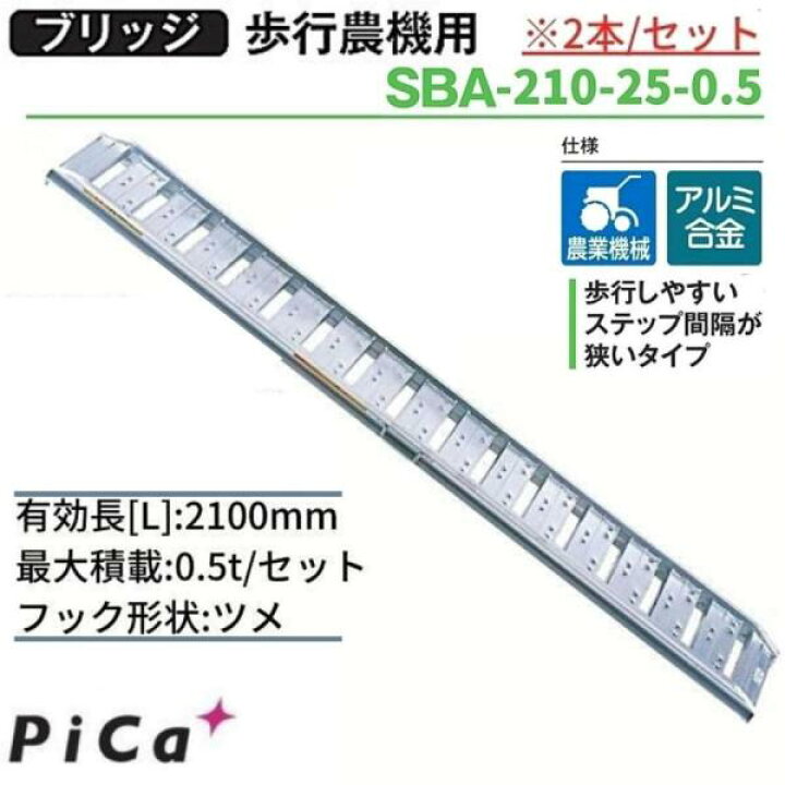 楽天市場】ピカ アルミブリッジ 歩行農機用 SBA-210-25-0.5 2本セット 