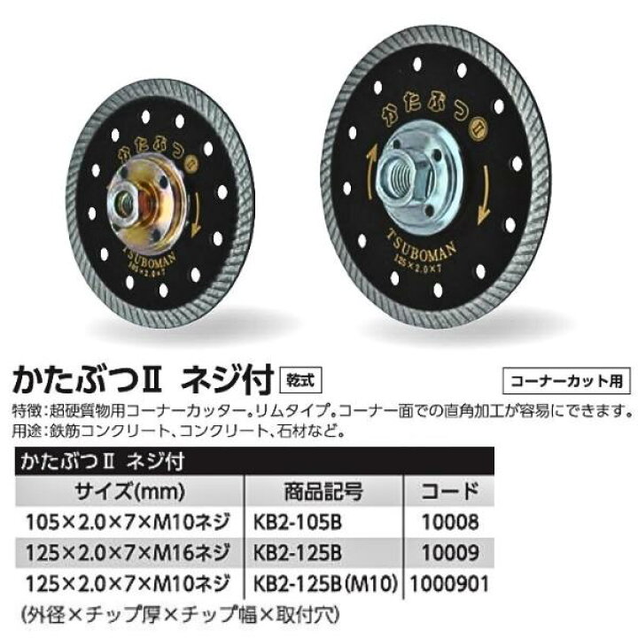 楽天市場】ツボ万 ダイヤモンドカッター かたぶつIIネジ付 KB2-105B 
