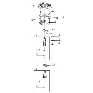 イラスト番号 L2 平面脚頭(レール支柱一体型) マイゾックス 精密木脚 PMWIII-OL/PMWIII-OT用パーツ 部品コード702485MR