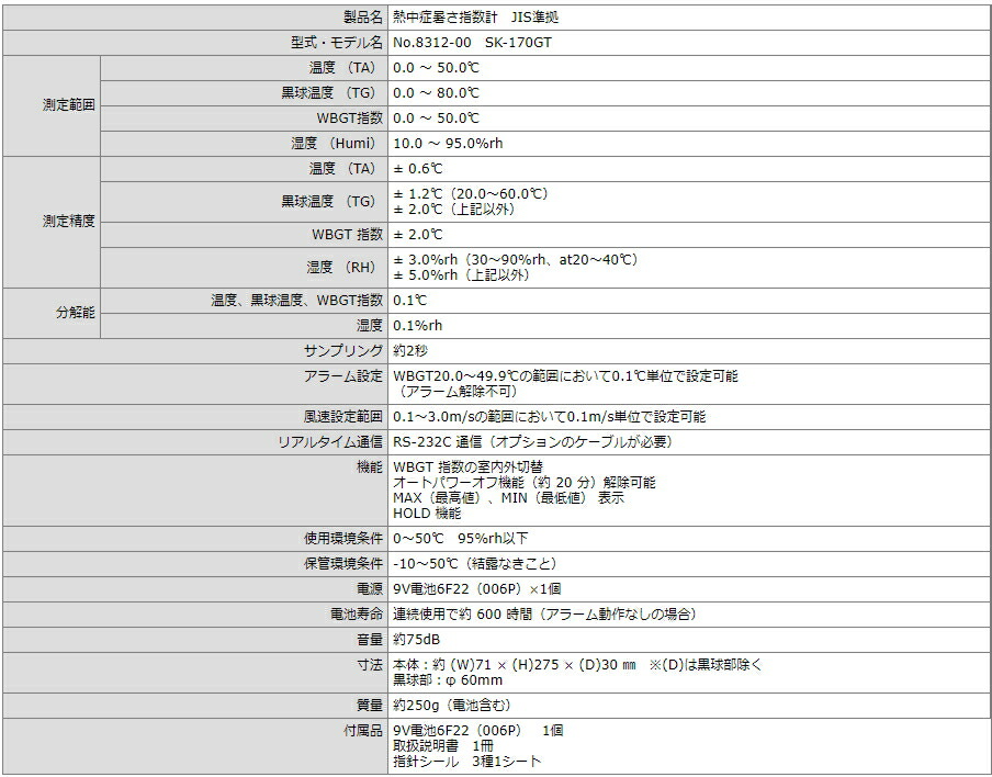 【楽天市場】skSATO 佐藤計量器製作所 SK-170GT 熱中症暑さ指数
