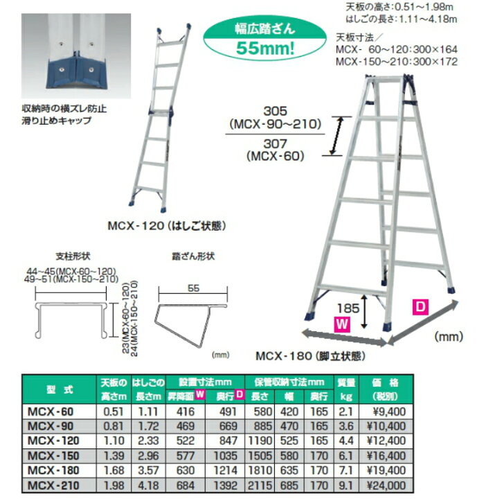 楽天市場】ピカ はしご兼用脚立 MCX-180 6尺 高さ1.68m スタンダード 