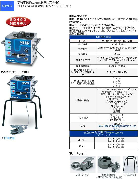 楽天市場】◇☆送料無料☆あす楽対応☆代引不可☆ オグラ MB-819 鉄筋 