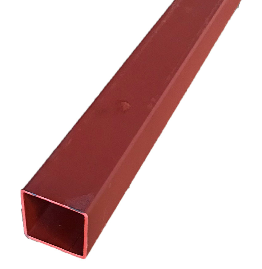 鉄　スチール　角パイプ　厚さ2.3ミリ×100ミリ×100ミリ　長さ1m　重さ約7kg　赤塗装　※普通の鉄の四角いパイプです。※材質状錆が浮いている場合がありますが、ご容赦下さい。