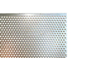 パンチングメタル 鉄 SPCC φ3-P5 60゜千鳥　穴3ミリΦピッチ5　厚さ0.8ミリ　御希望の寸法で切断します　サイズ　400mm×400mm以下　重量　0.67kg以下