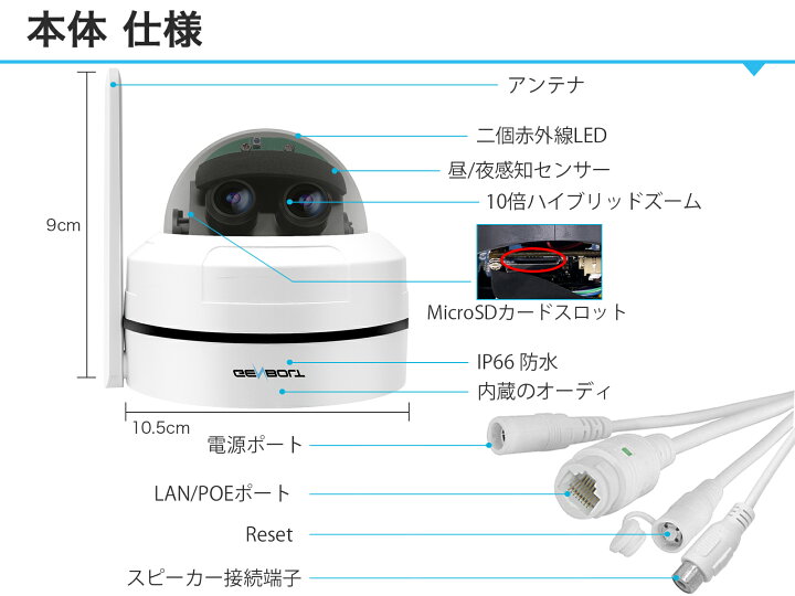 楽天市場】【2台セット】防犯カメラ 屋内 屋外 無線 PoE給電可能 工事 