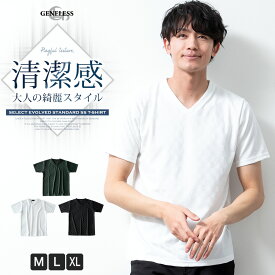 tシャツ メンズ Vネック 半袖tシャツ リンクスジャガード 総柄 Tシャツ おしゃれ インナー 市松柄 vネック トップス キレカジ 白 黒 父の日 父の日ギフト 全3色 6051617 ジェネレス