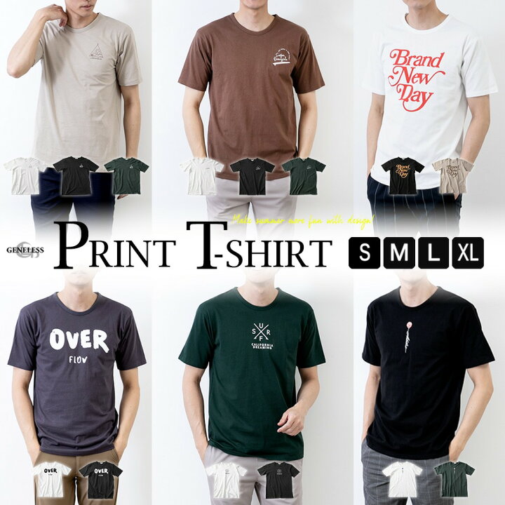 楽天市場 Tシャツ メンズ 半袖 Tシャツ 綿100 プリントtシャツ Uネック クルーネック カットソー おしゃれ 全パターン Nek 55 実用的 プレゼント メンズファッション Geneless