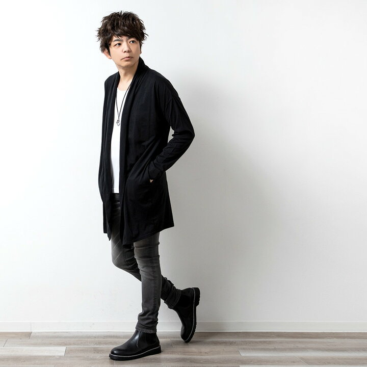 メンズコート メンズカーディガン カーディガン メンズ ロング丈 無地 ロングカーディガン カットソー トップス 春新作 春服 秋服 大きいサイズ モード系 お待たせ