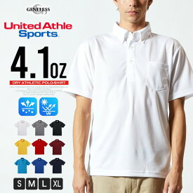 ポロシャツ メンズ 半袖 United Athle ボタンダウン 半袖ポロシャツ 吸水速乾 UVカット ポロ シャツ スポーツウェア ゴルフ 4.1oz ストレッチ 春夏 全9色 5921-01 ジェネレス
