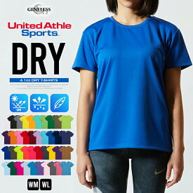 tシャツ レディース 半袖 United Athle 吸水速乾 UVカット Tシャツ ストレッチ Uネック クルーネック スポーツウェア 涼しい 運動会 文化祭 ユニフォーム お揃い ペア 春夏 全20色 5900-03 ジェネレス