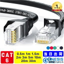 LANケーブル cat6 0.5m 1m 1.5m 2m 3m 5m 10m 20m 30m GSPOWER 爪折れ防止付き ストレート 赤 青 白 黒 緑 カバー付き ギガビット対応 イーサネットケーブル 1Gbps